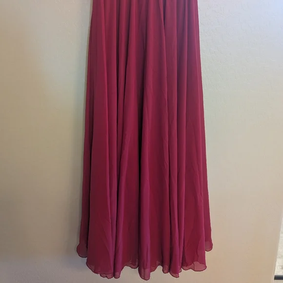 Maxi Skirt Elegant Burgundy & Black Formal Medium Double Layers Stretchy Elastic - Picture 2 of 5